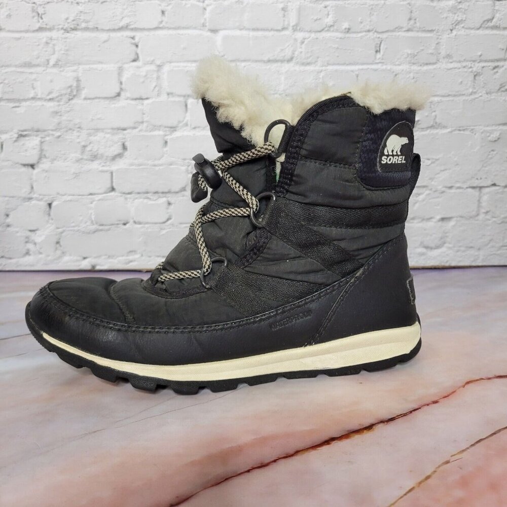 Sorel Whitney Short Lace Womens Size 4 Black Waterproof Winter Boots NL2776-010